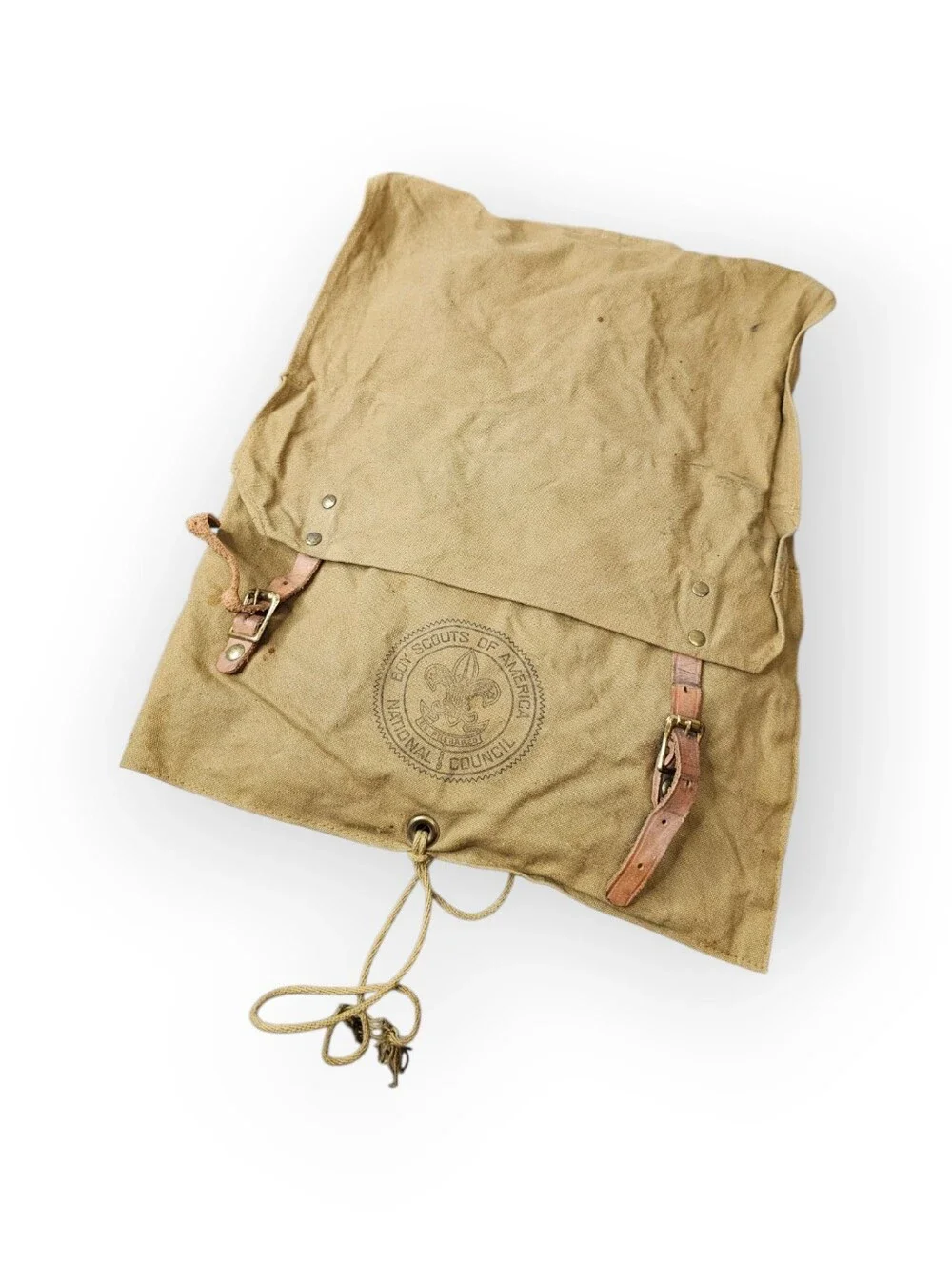 Vintage Boy Scouts of America Yucca Pack Canvas Backpack Rucksack Leather Straps